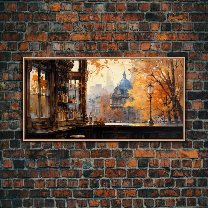 Tavern Art, Bar Wall Decor, Fall Wall Print, Canvas Print, Wall Hanging, Panoramic Art, Bar Cart Art, Kitchen Wall Decor, Bedroom Prints