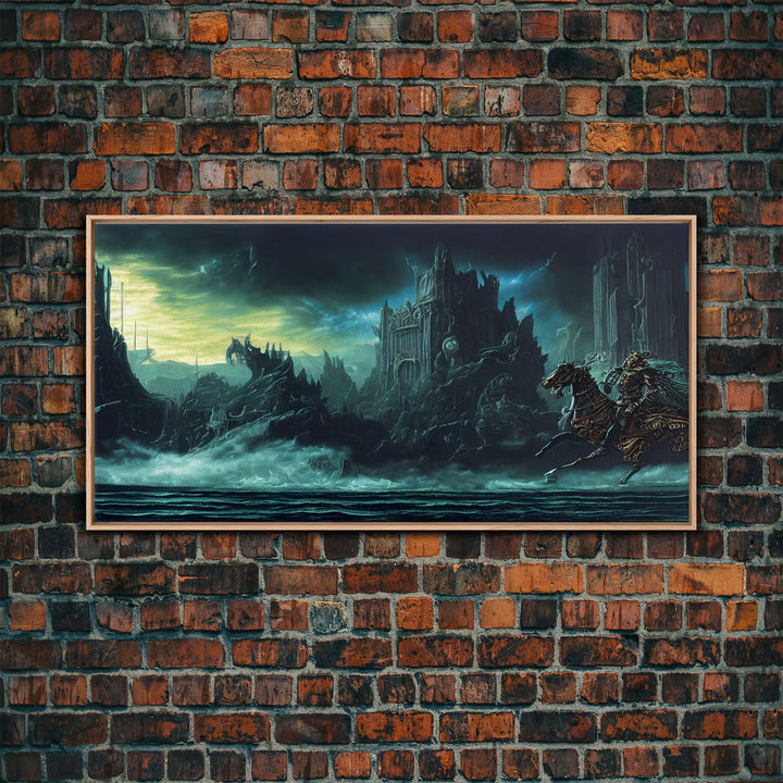 The black knight rides, Cosmic horror scifi art, framed canvas print, ready to hang framed wall art