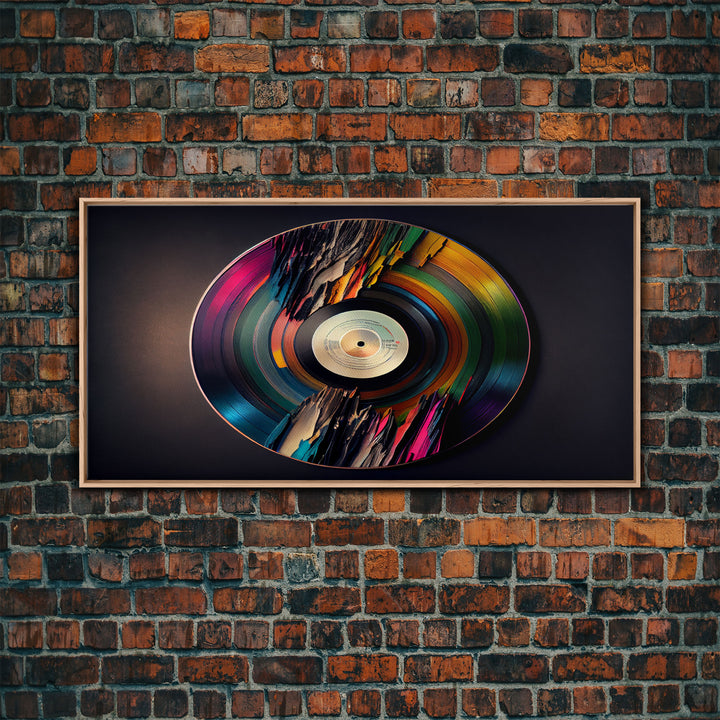 Synthwave vinyl record art, canvas print, framed wall art, interior design, musical wall art, music room decor