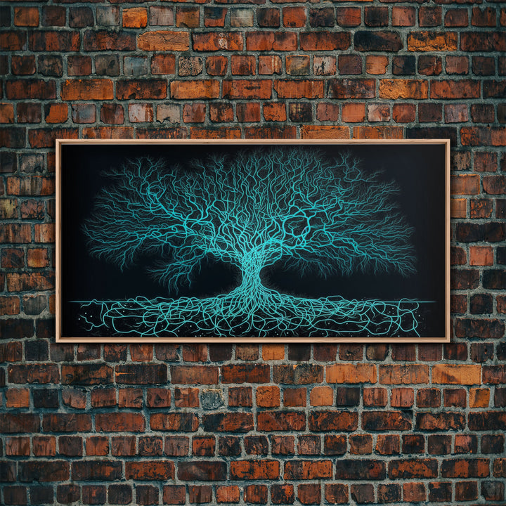 Wire Frame Yggdrasil Tree of Life, Framed Canvas Print, Canvas Art, Wall Art For Vikings, Gift For Him