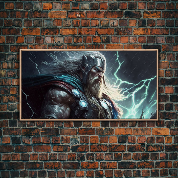 Thor God of Thunder, Framed Canvas Print, Norse Mythology Art,  Fantasy Art