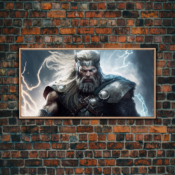 Thor Art, God of Thunder, Framed Canvas Print, Norse Mythology Art,  Fantasy Art