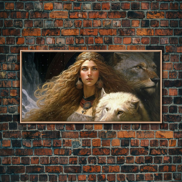 Lady Freya, Nordic / Norse Mythology Art, Framed Canvas Print, Norse Goddess of Love and Fertility