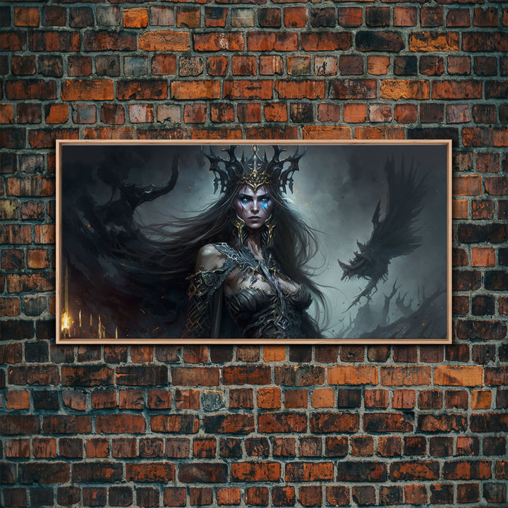 Hel, Goddess of Death, Framed Canvas Print, Norse Mythology Fantasy Art, Framed Canvas Print