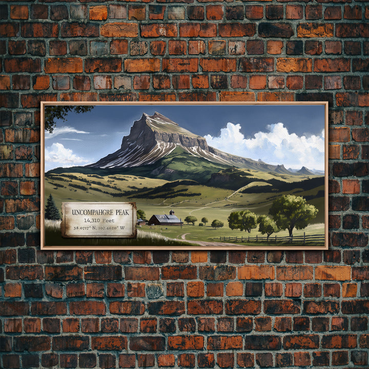 Uncompahgre Peak, Travel Poster Wall Art, Framed Canvas Print, American Mountains, Mountain Landscape Painting, Mountains of Colorado