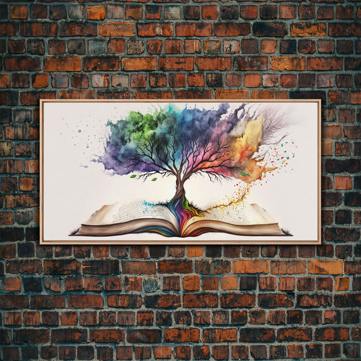 Tree of Knowledge, Framed Wall Art, Canvas Print, Watercolor, Huge Wall Art, Gift, Living Room Art, Fantasy Decor