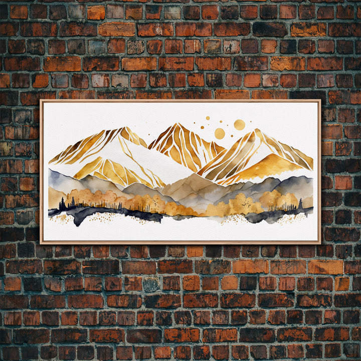 Golden Mountains Wall Art, Framed Canvas Print, Wall Decor, Mountain View, Smokey Mountain, Housewarming Gift, Mountain Painting