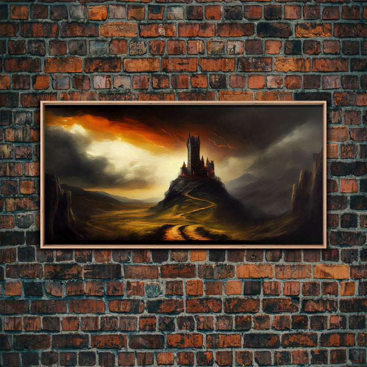 High Fantasy Art, The Dark Castle, Framed Canvas Print, Moonlit Fantasy, Custom Fantasy Art, fantasy art canvas