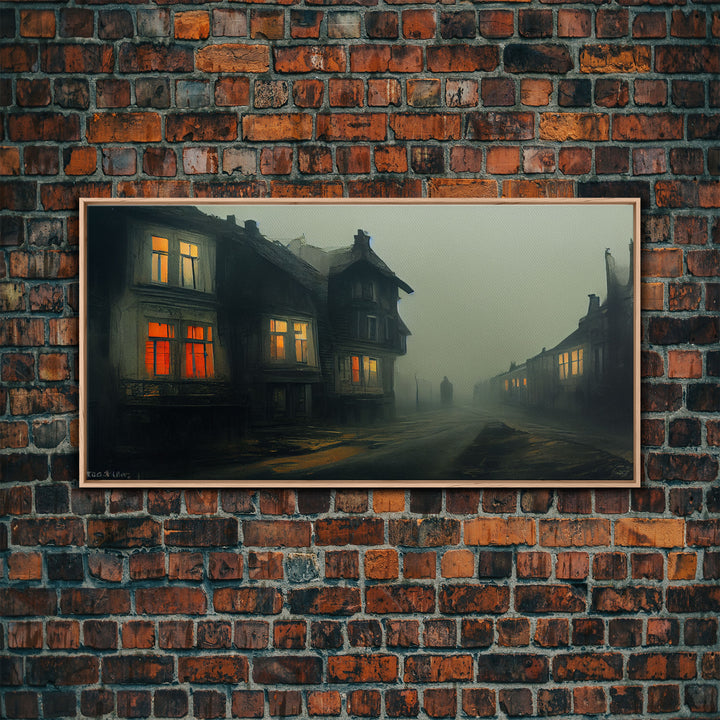 Creepy WildWest Art, canvas print, gloomy abandoned street