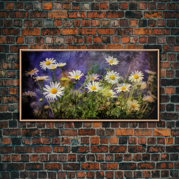 Wildflowers Wall Decor, Floral Wall Art, Nature Print, White Daisies, Panoramic Wall Decor, Canvas Print, Wall Art, Framed Canvas Art