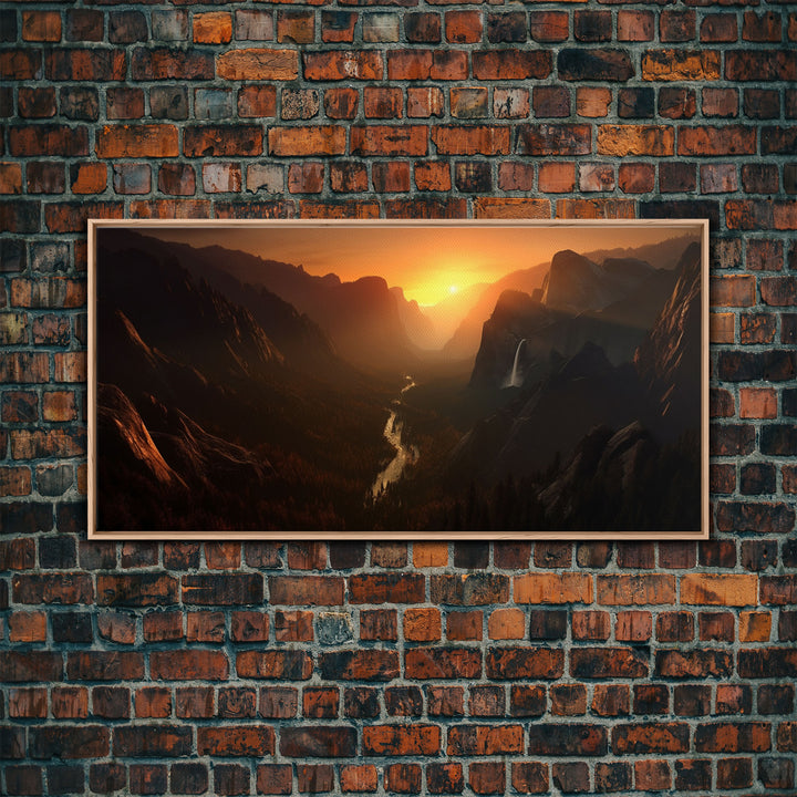 Sunset Over Canyon Wall Decor, Canyon River Wall Art, Landscape Wall Decor, Panoramic Wall Decor, Canvas Print, Wall Art, Framed Canvas Art