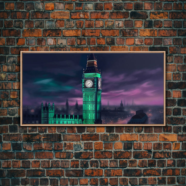 Big Ben Wall Art, London Landscape, Cityscape Wall Art, England Wall Decor, Panoramic Wall Decor, Canvas Print, Wall Art, Framed Canvas Art