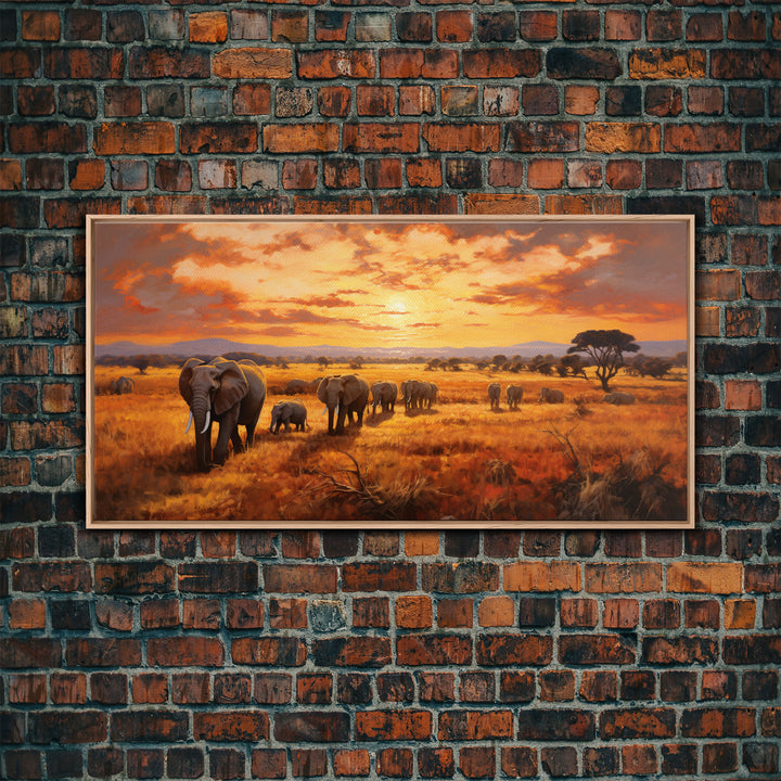 Elephant Wall Art, Animal Art, Safari Wall Art, Panoramic Art, Wall Art, Canvas Art, Landscape Art, Rustic Wall Decor, Military Gift, Prints