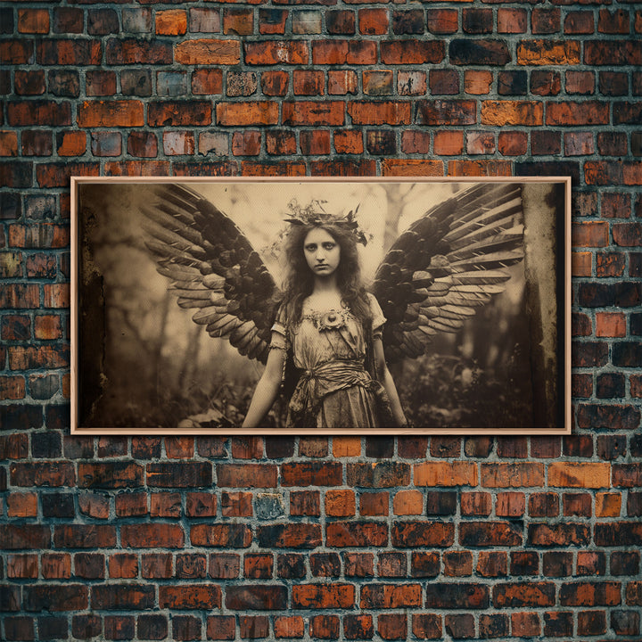 Tintype Photo Of An Angel, Angel Art, Angel Painting, Framed Canvas Print, Guardian Angel, Angel Art Print, Angel Wings, Religious Art