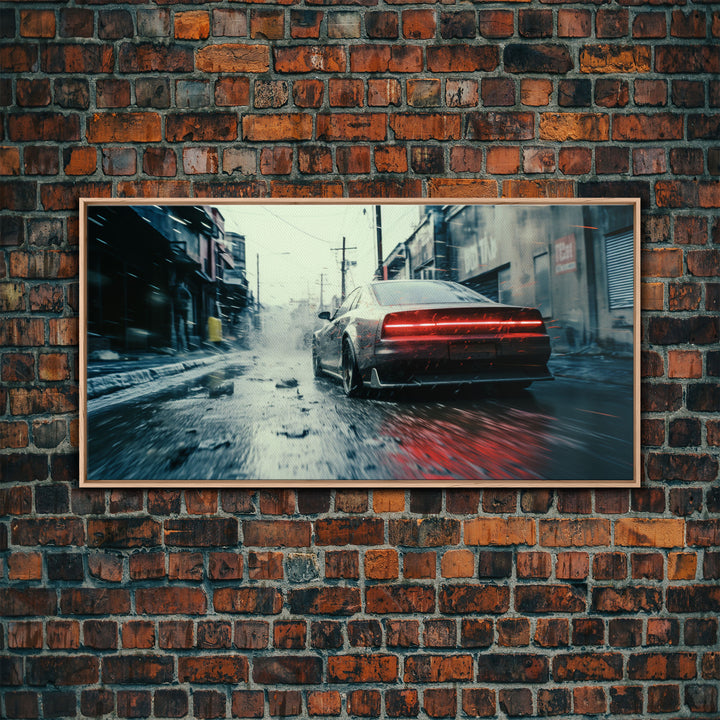 Cool Supercar Art, Framed Canvas Print, Cyberpunk Sportscar Painting, Futuristic Supercar Painting, Man Cave Decor, Gift For Him, Car Guy