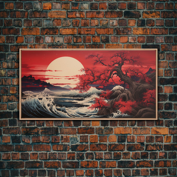 Sun Art, Japanese Wall Art, Japanese Landscape, Panoramic Art, Wall Art, Canvas Art, Landscape Art, Bedroom Prints, Entryway Prints, Office