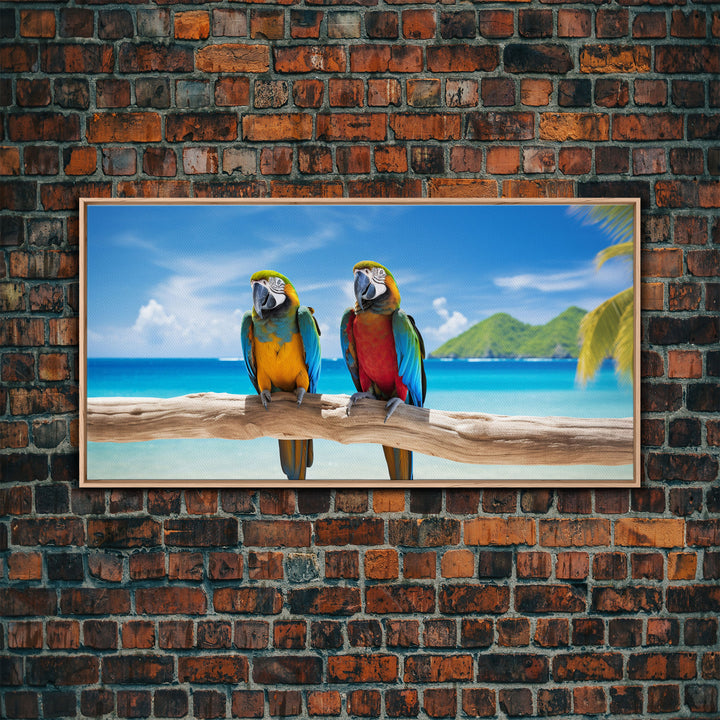 Macaw, Bird Print, Tropical Bird Print, Tropical Art Print, Panoramic Art, Wall Art, Canvas Art, Landscape Art, Landscape Print, Home Decor