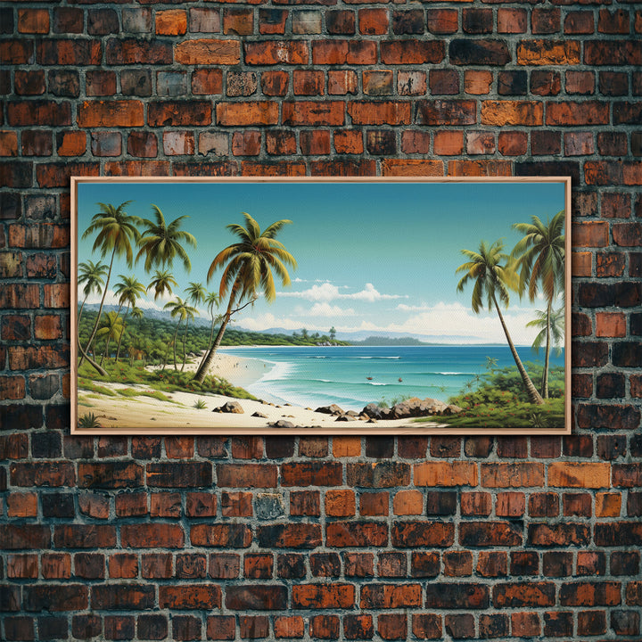 Tropical Wall Art, Palm Tree Wall Art, Beach Wall Art, Panoramic Landscape, Wall Art, Canvas Wall Art, Landscape Art Print, Ocean Wall Art