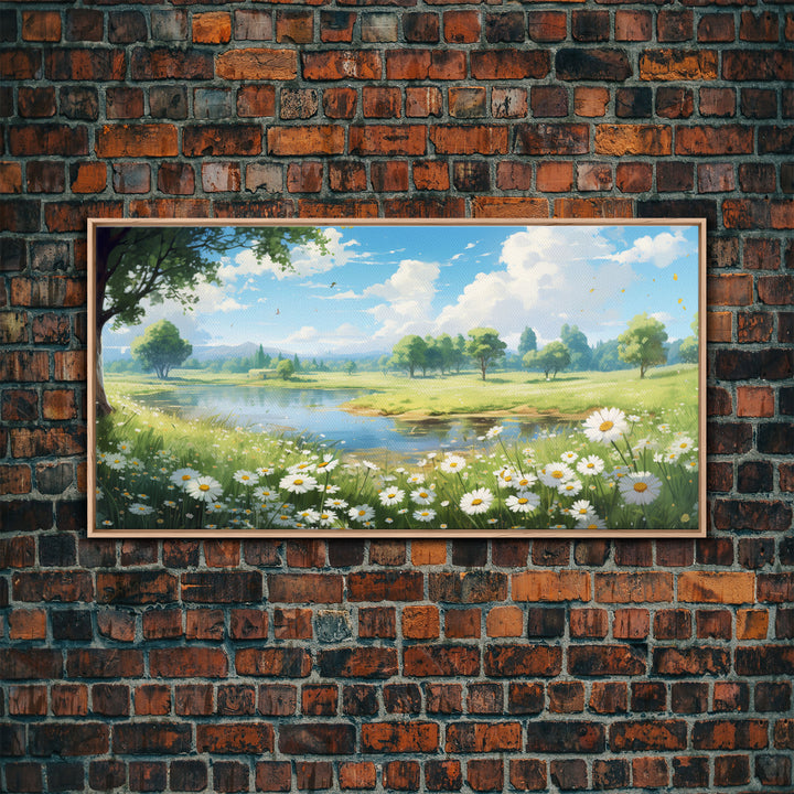 Wildflower Meadow, Country Wall Art, Spring Wall Art, Spring Meadow Print, Panoramic Landscape, Wall Art, Canvas Art, Landscape Art Print