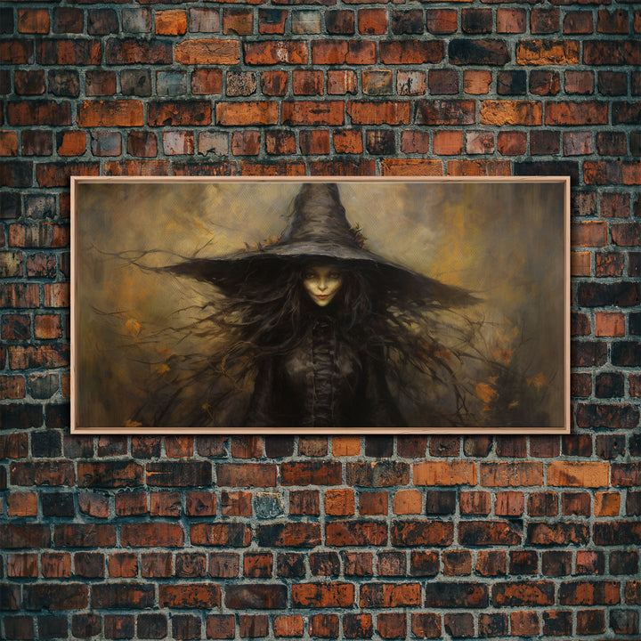 The Witch, Framed Canvas Print, Halloween Decor, Witch Painting, Horror Prints, Goth Art, Witchy Decor, Halloween Wall Art