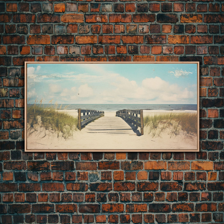 The Boardwalk Framed Canvas Print - Unique Beach Art - South Florida Photography Print - Florida Beaches - Beachhouse Decor Wall Art