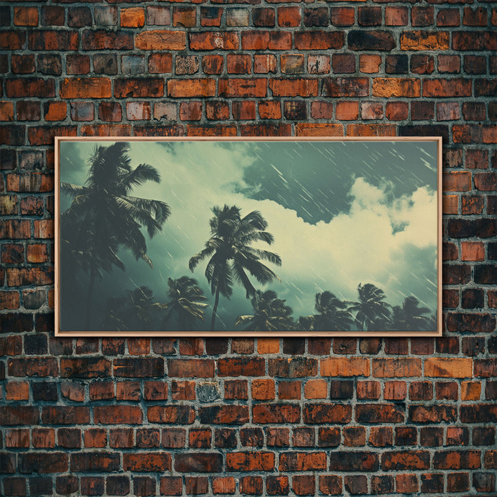 A Florida Rain Storm, Framed Canvas Print, Liminal Art, Liminal Spaces, Framed Wall Art, Game Room Decor, Dark Moody Art