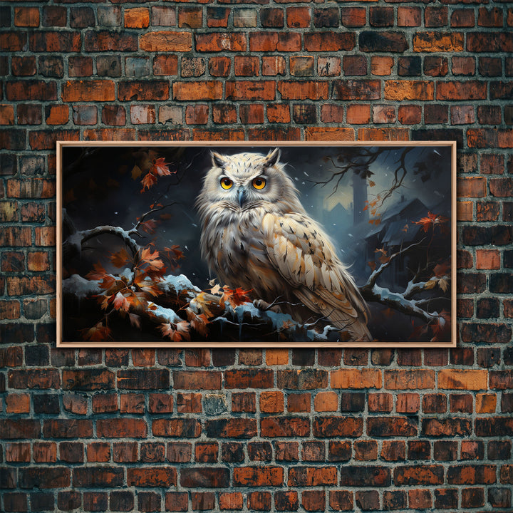 Winter Owl Print - Framed Canvas Art - Owl Print, Owl Art, Owl Wall Art, Owl Painting, Owl Poster, Winter Decor, Snow Owl