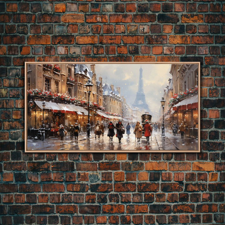 Winter Wonderland - Paris In The  Snow at Christmas Time - Framed Canvas Print - Christmas Decor