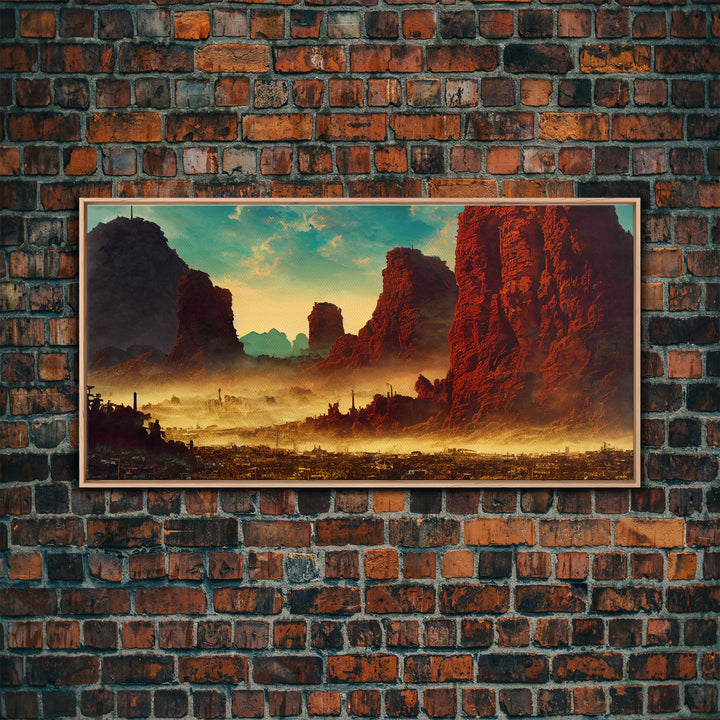 Post Apocalyptic Desert Hellscape, ready to hang canvas print wall art, framed canvas wall art, mancave wall art