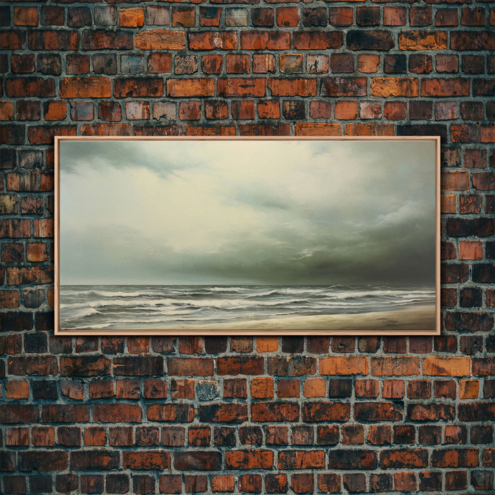 Beach Wall Art, Framed Canvas Print, Newport Beach Art, Beach House Decor, Drab and Moody / Subdued Wall Art, A Stormy Day