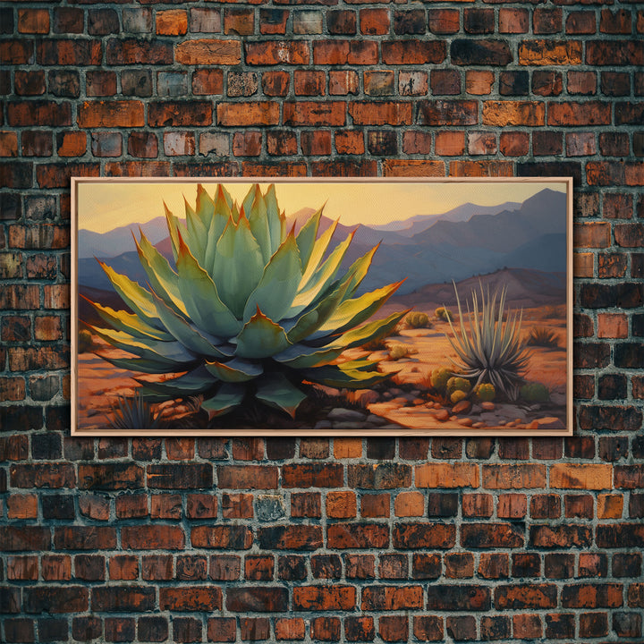 Southwestern Wall Art, Agave Desert Canvas Ready to Hang Large Print, Oil Painting, Landscape Wall Art, Desert Decor