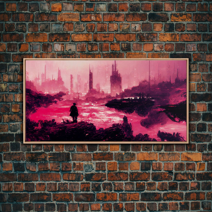 Surreal Dystopian Cyberpunk Art, ready to hang canvas print, framed art