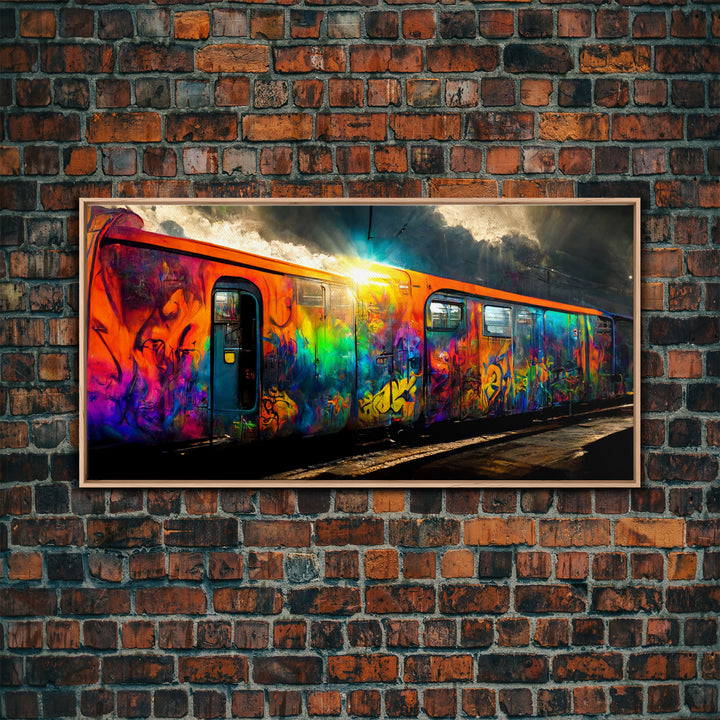 Train car graffiti wall decor, train box car, ready to hang canvas print wall art, graffiti art