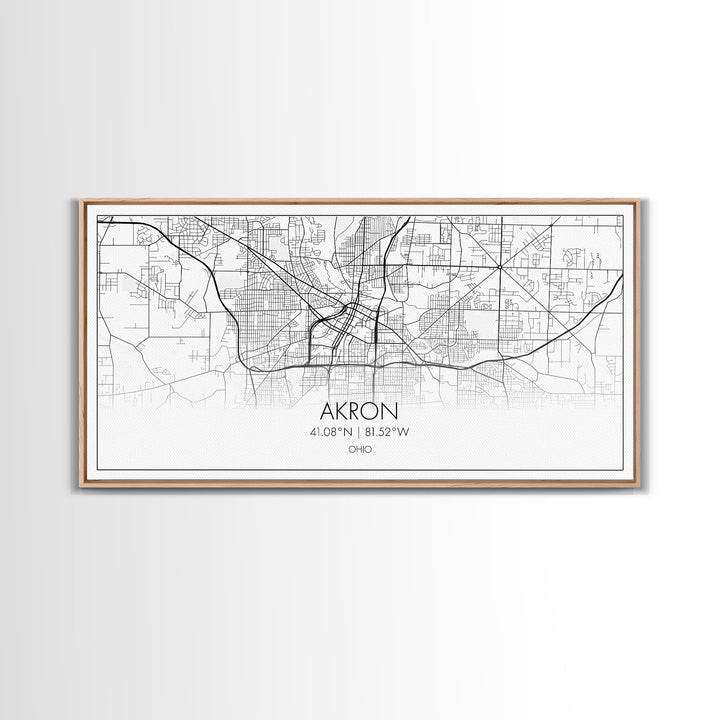 Akron Street Map, Ohio Map, Map Print, Modern Art, Wall Art, Canvas Print, Wall Hanging, Office Wall Décor, Couples Gift, City Map Canvas