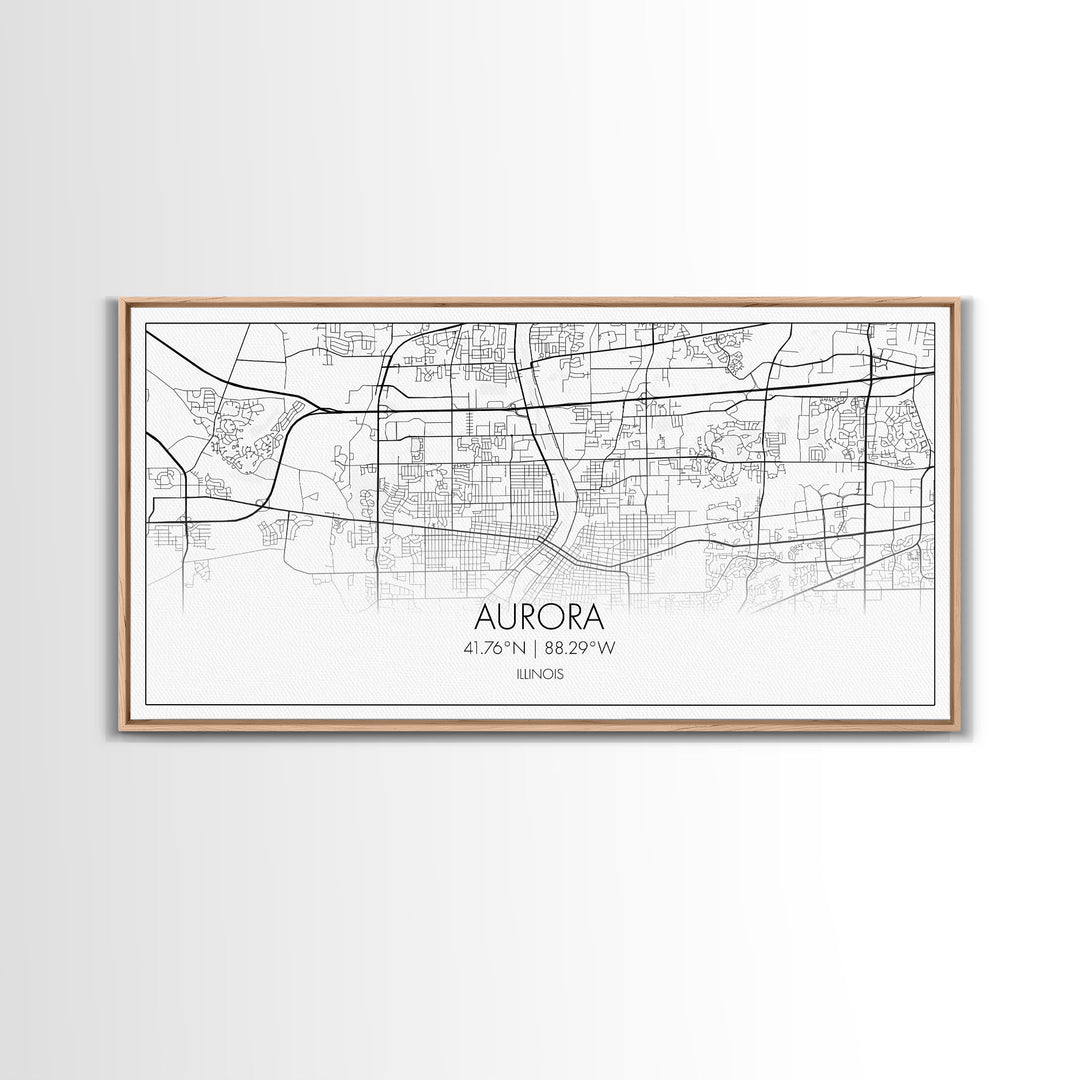 Aurora Street Map, Illinois Map, Map Print, Modern Art, Wall Art, Canvas Print, Room Décor For Teens, Cool Wall Art, Fun Gift, Classroom Art