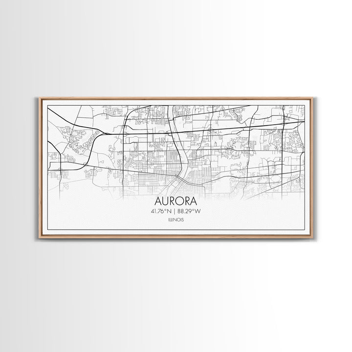 Aurora Street Map, Illinois Map, Map Print, Modern Art, Wall Art, Canvas Print, Room Décor For Teens, Cool Wall Art, Fun Gift, Classroom Art