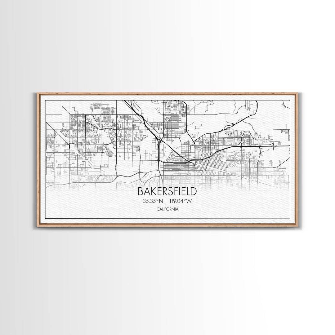 Bakersfield Street Map, California Map, Map Print, Modern Art, Wall Art, Canvas Print, Cabin Décor, Gift For Home, Unique Wall Art, Room Art