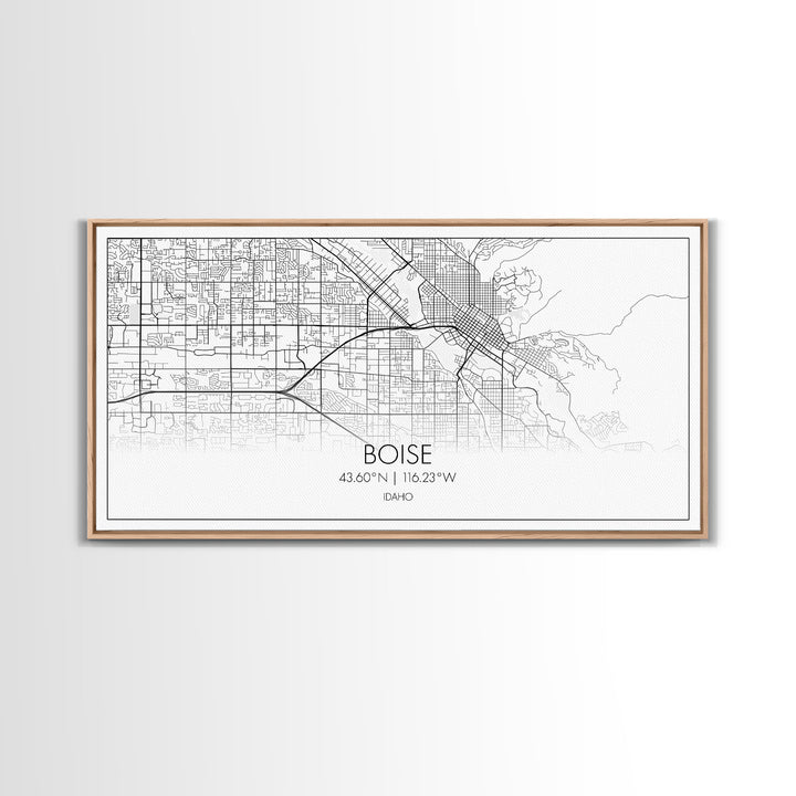 Boise Street Map, Idaho Map, Map Print, Modern Art, Wall Art, Canvas Art, Friendship Gift, Minimalist Décor, Bar Cart Décor, Rustic Home Art