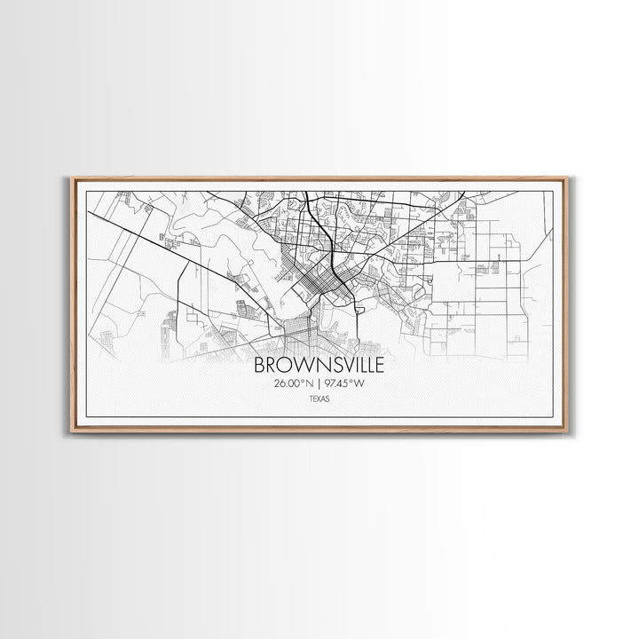 Brownsville Street Map, Texas Map, Map Print, Modern Art, Wall Art, Canvas Art, Realtor Closing Gift, Wall Décor Over The Bed, Couples Gift