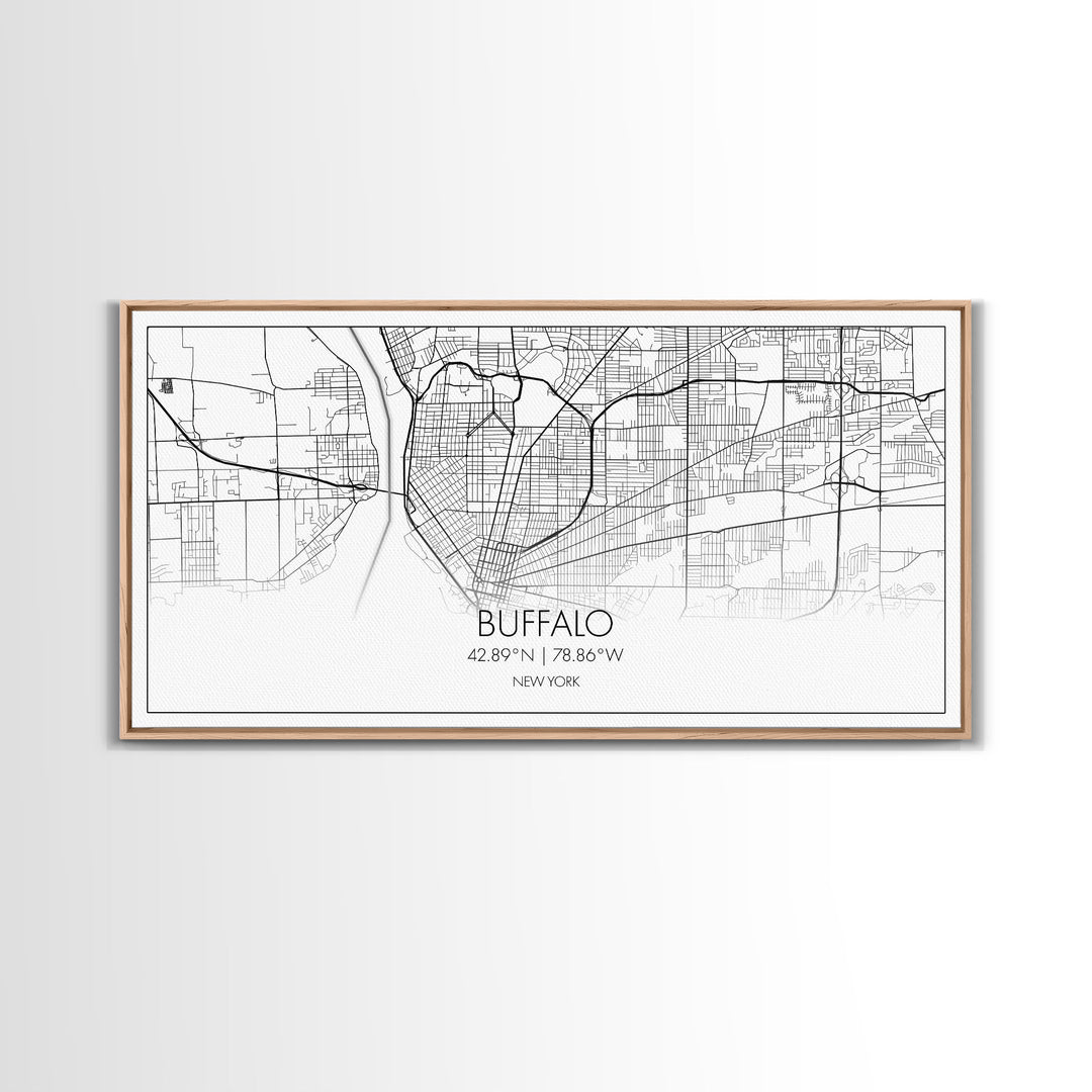 Buffalo Street Map, New York Map, Map Print, Modern Art, Wall Art, Canvas Art, Gift For Newlyweds, Gift For Parents, Apartment Décor