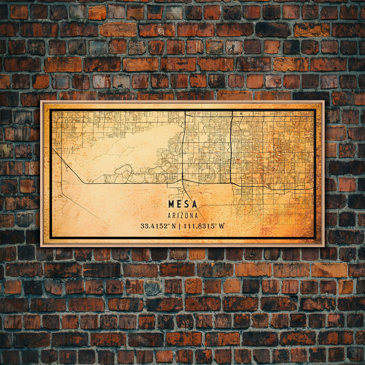 Mesa Arizona United States map print poster or Framed canvas | Arizona United States road map print poster canvas, distressed map art