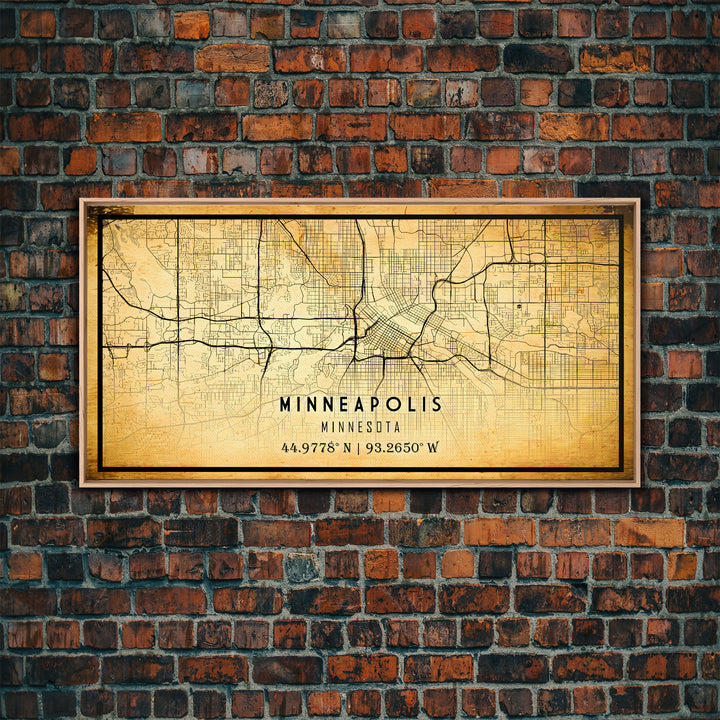 Minneapolis map print poster or framed canvas, Minnesota map print poster canvas, Minneapolis road map print poster canvas