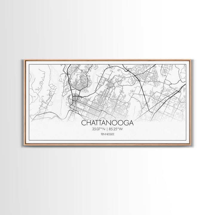 Chattanooga Street Map, Tennessee Map, Map Print, Modern Art, Wall Art, Canvas Art, Cute Room Décor, Wall Art Canvas, Trendy Wall Art