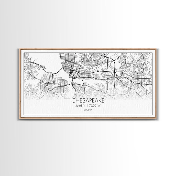 Chesapeake Street Map, Virginia Map, Map Print, Modern Art, Wall Art, Canvas Art, Gift For Friend, Teen Bedroom Décor, Rustic Mantle Décor