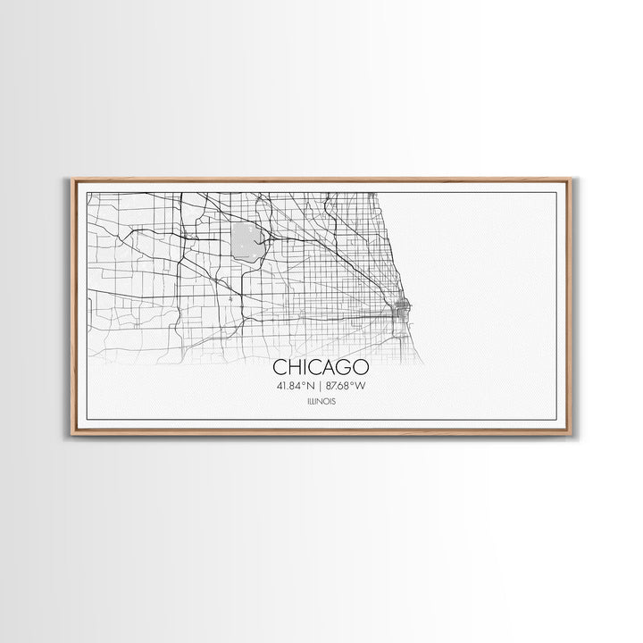 Chicago Street Map, Illinois Map, Map Print, Modern Art, Wall Art, Canvas Art, Apartment Décor, Housewarming Gift, Dorm Wall Art, Office Art