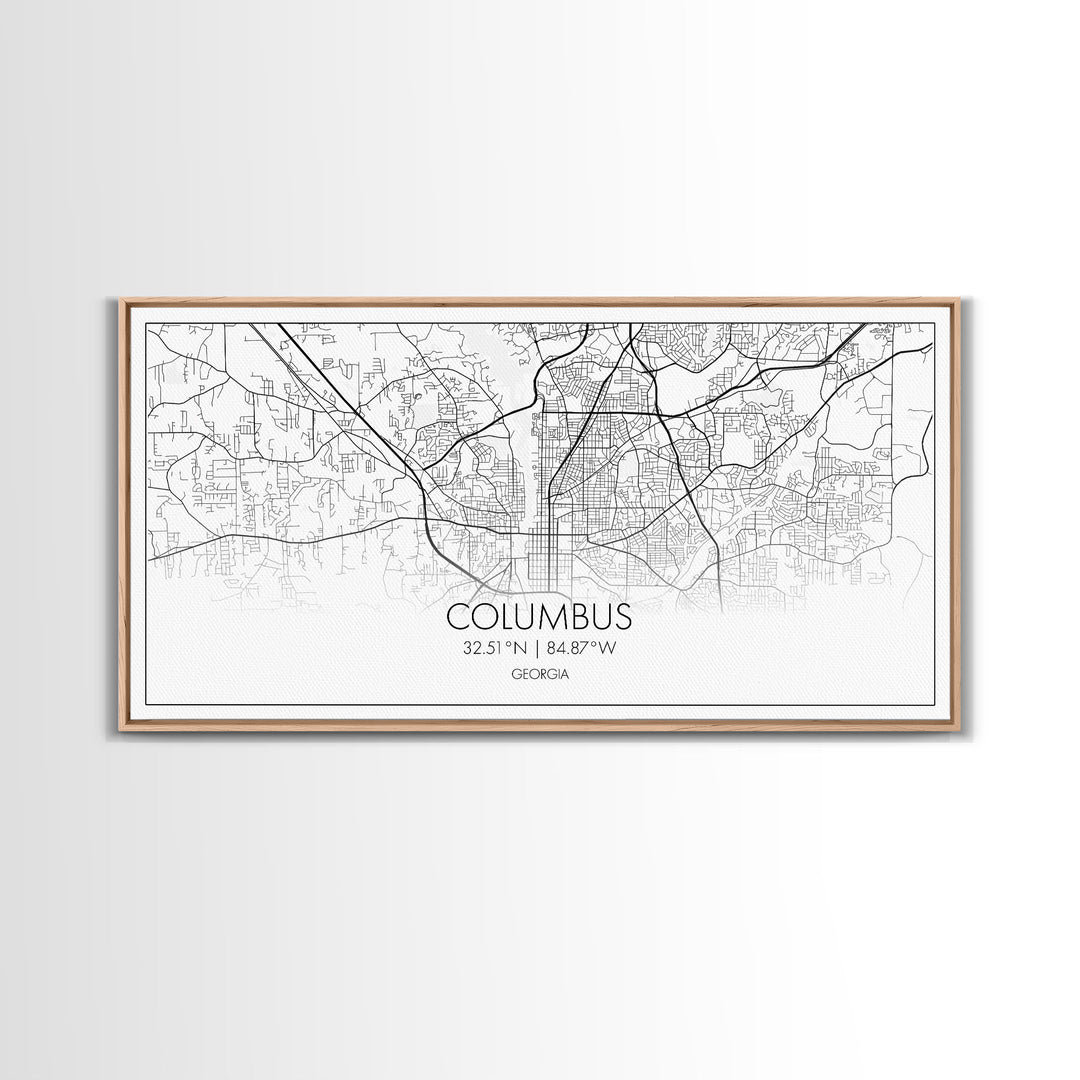 Columbus Street Map, Georgia Map, Map Print, Modern Art, Wall Art, Canvas Art, Couple Wall Décor, Bedroom Décor Man, Appreciation Gift