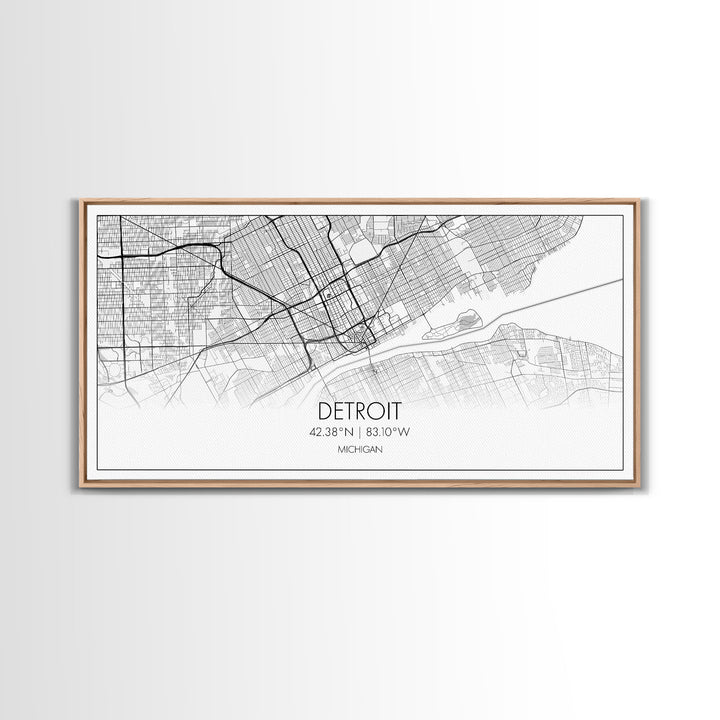 Detroit Street Map, Michigan Map, Map Print, Minimalist Art, Wall Art, Canvas Art, Office, Apartment Décor, Poker Room Décor, Fun Wall Art