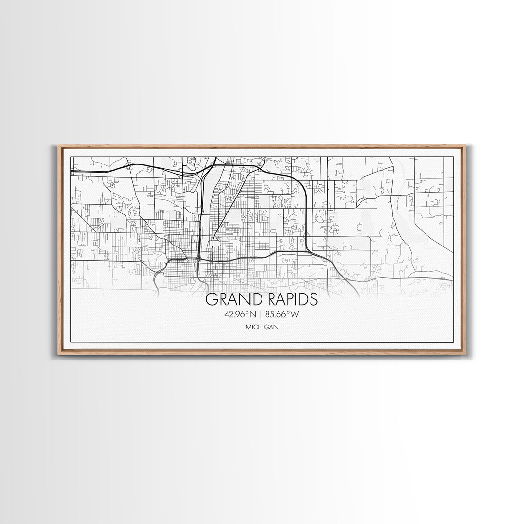 Grand Rapids City Map, Michigan Map, Map Art, Minimalist Art, Wall Art, Canvas Art, Graduation Gift, Modern Farmhouse Wall Art, Office Art