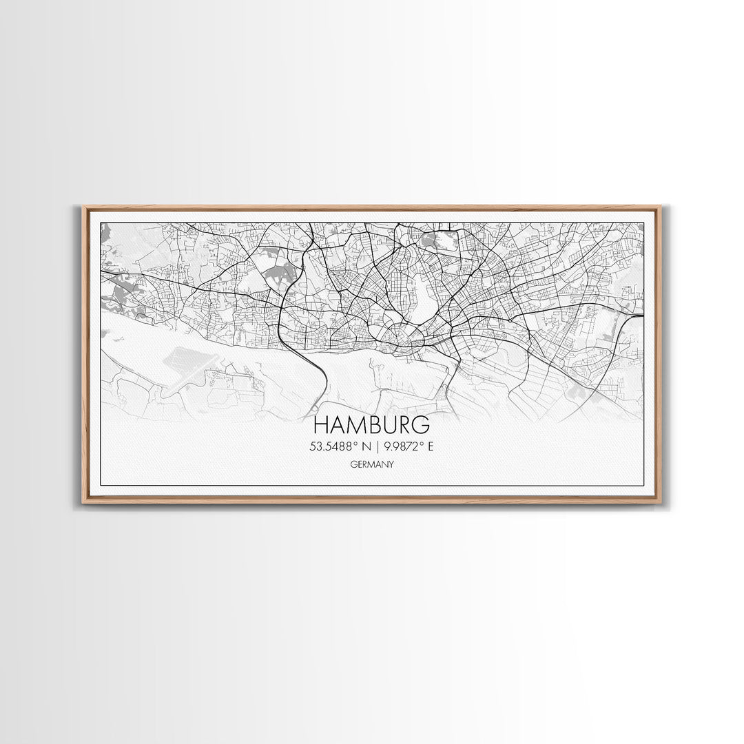 Hamburg City Map, Germany Map, Map Art, Minimalist Art, Wall Art, Canvas Art, Europe Wall Art, Gifts For Dad, Office Wall Art, Unique Art