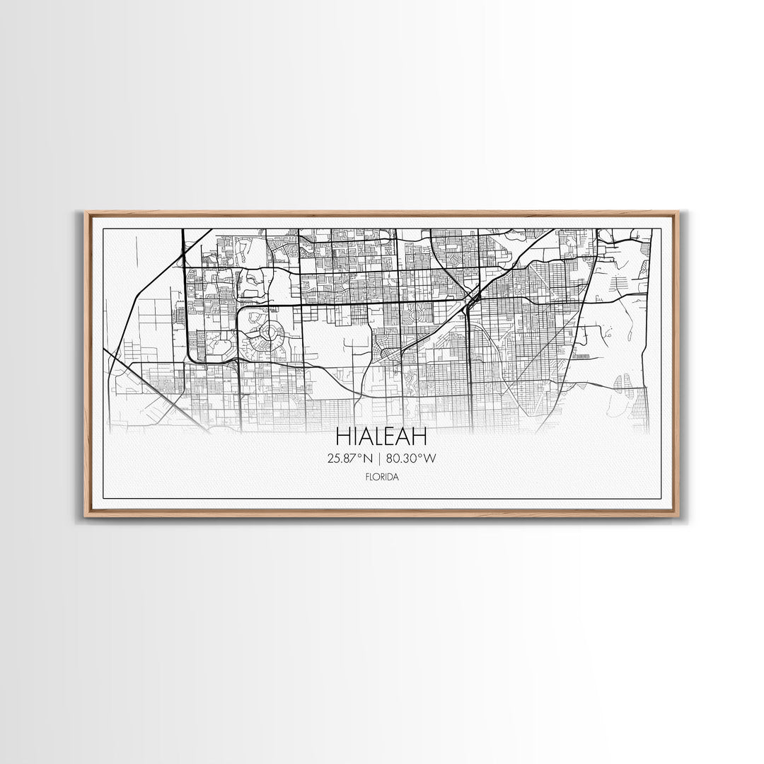 Hialeah City Map, Florida Map, Map Art, Minimalist Art, Wall Art, Canvas Art, Dorm Room Wall Art, Bedroom Wall Art, Neighbor Gift, Room Art